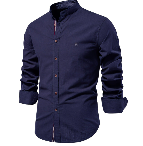 Męska koszula z kołnierzem stojącym | Długi rękaw