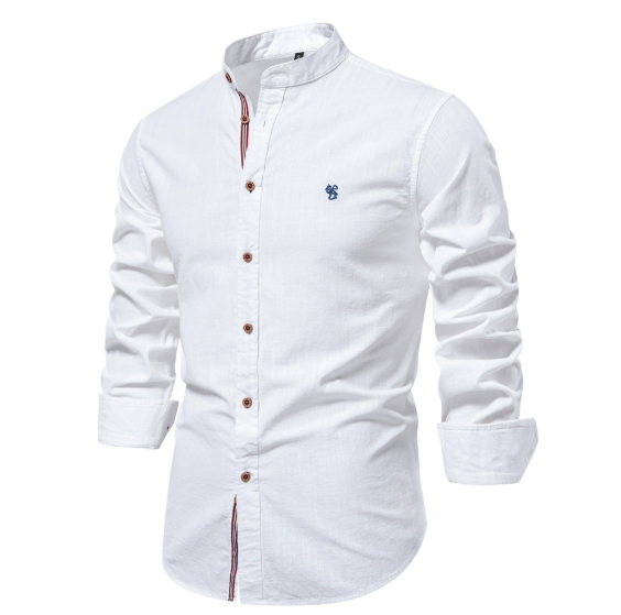 Męska koszula z kołnierzem stojącym | Długi rękaw