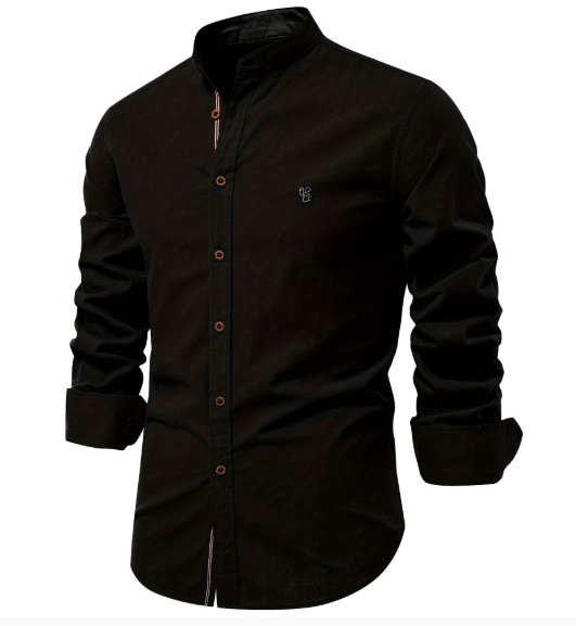 Męska koszula z kołnierzem stojącym | Długi rękaw